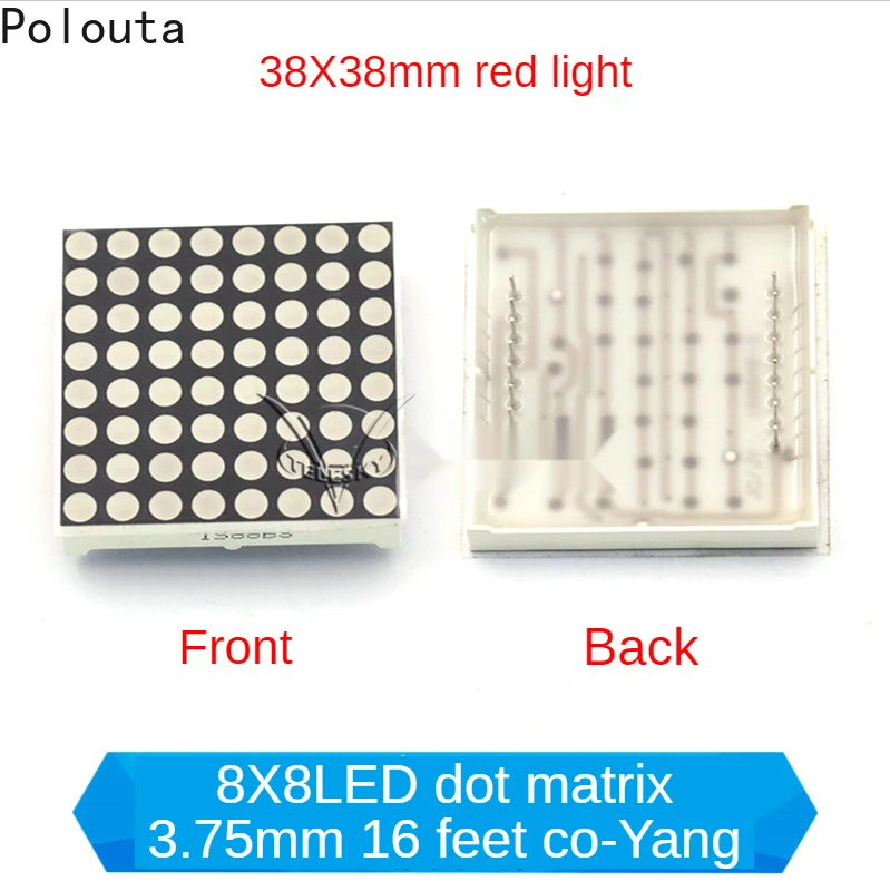 5Pcs/Set 8*8 LED Dot Matrix Highlight 3.75mm Red And Green Light Dual Color 16/24 Feet 38x38mm Common Anode Electronic Component