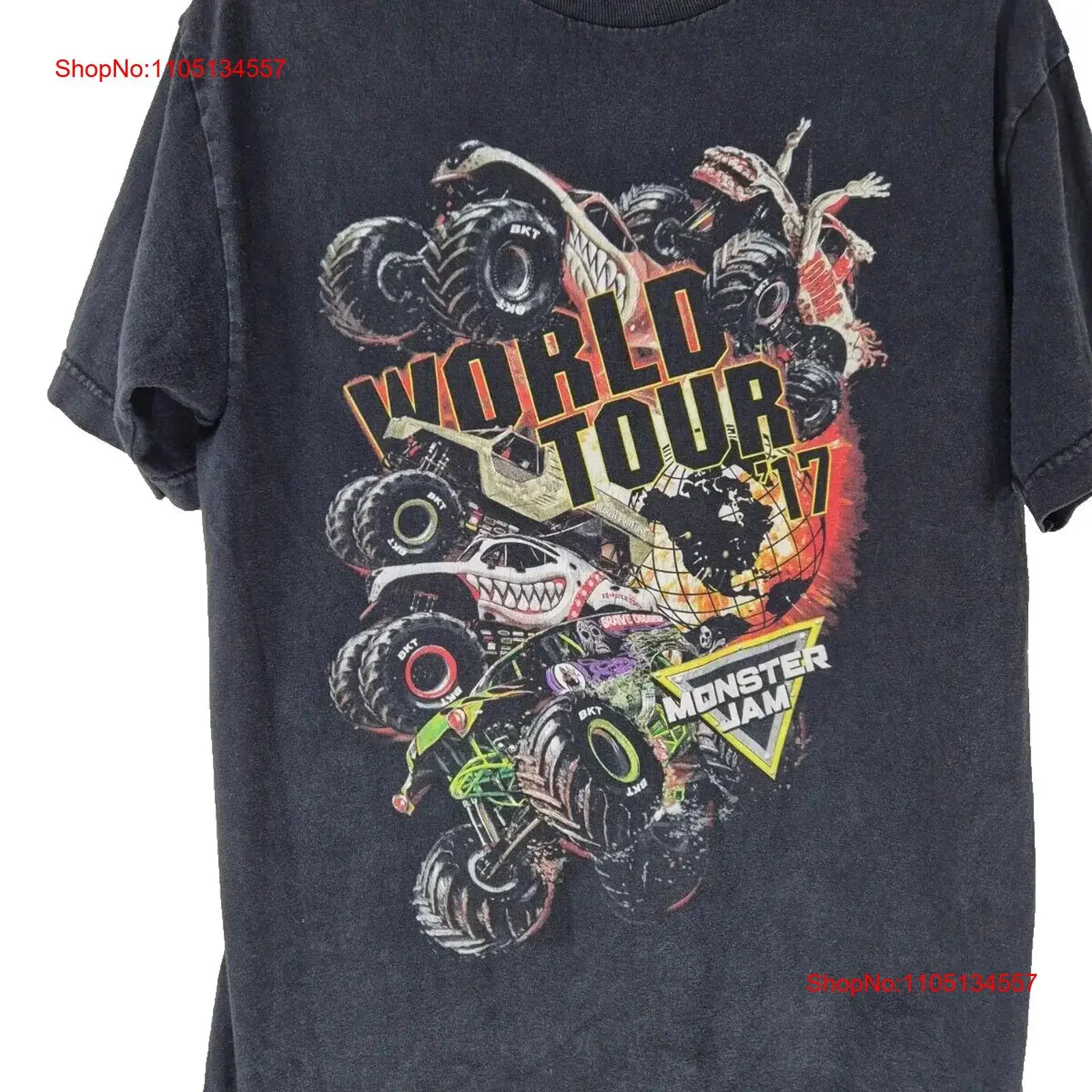 Monster Jam World Tour 2017 Trucks T Shirt Size Medium vintage Washed Stretched Unisex Stylish streetwear Versatile homme