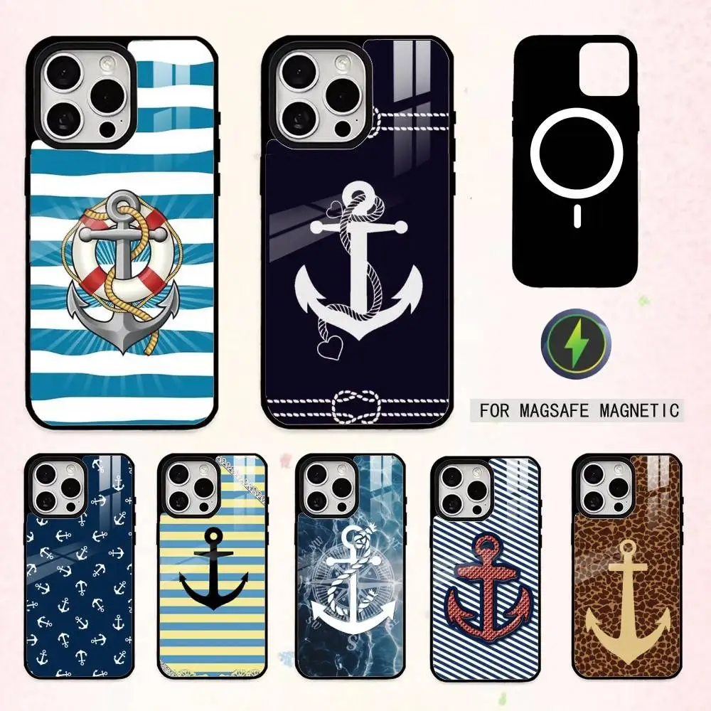 

Anchor Compass nautical sailor Phone Case For iPhone17,16,15,14,13,12,11 Plus,Pro Max Magnetic For Magsafe Wireless Charging