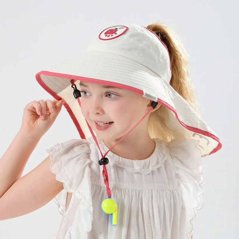 New Arrivals Apple Children's Sun Hat Summer UV Protection 3-12Y Baby Girl Sunhat Open-top Big Brim Beach Kids Hat Cap
