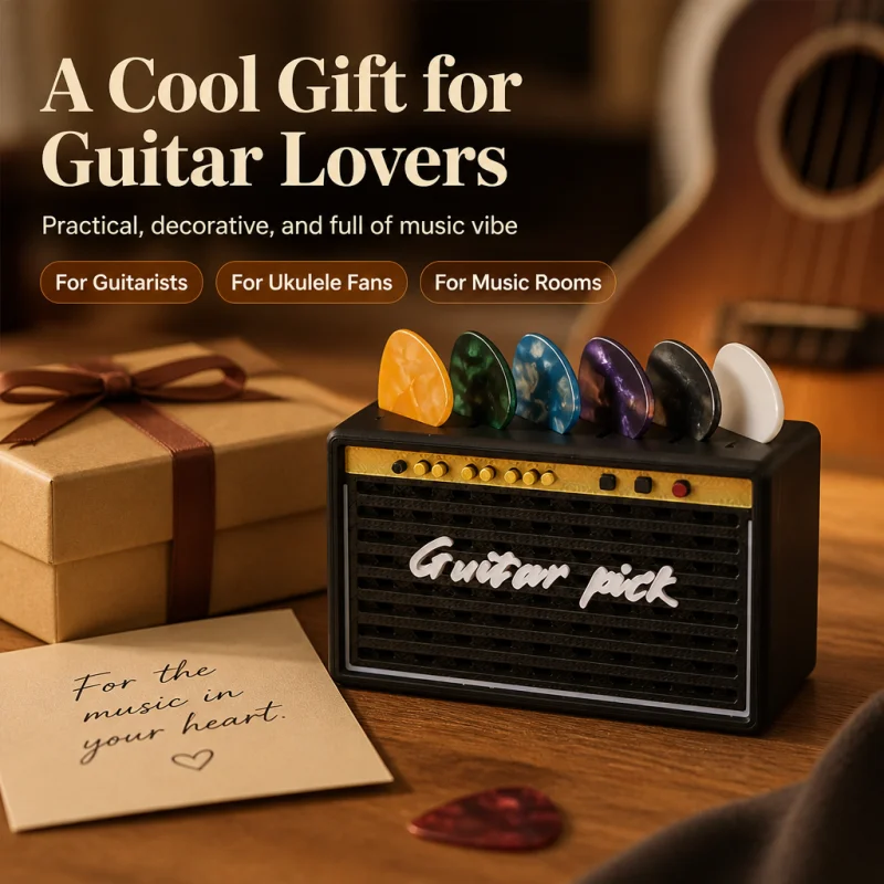 3D Printed Speaker-Shaped Ukulele Guitar Pick Storage Box, Creative Desktop Ornament for Music Lovers Gift Storage Box