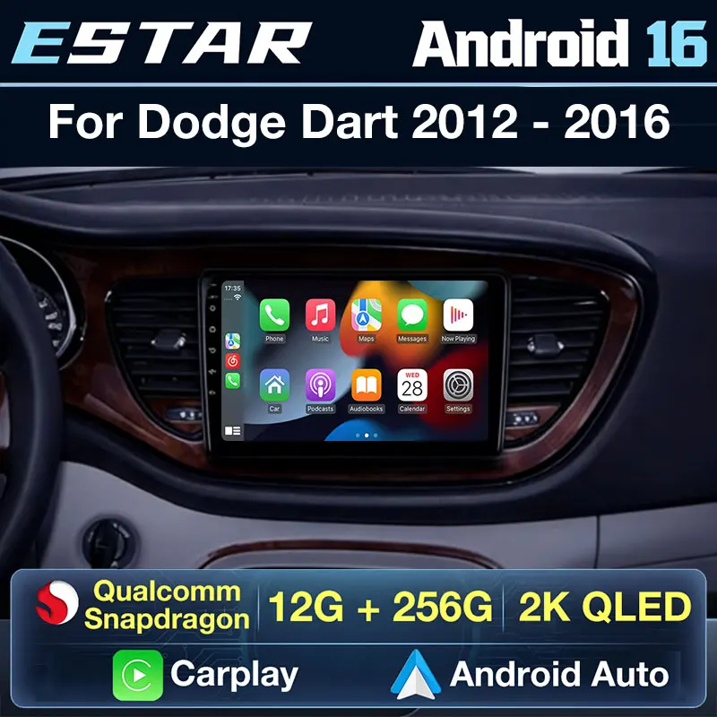 Carplay Inalámbrico Android 16 para Dodge Dart 2012-2016, Radio para Auto, Cámara 360, Navegación, Reproductor de Video DSP, Unidad Principal 2DIN DTS, Auto BT
