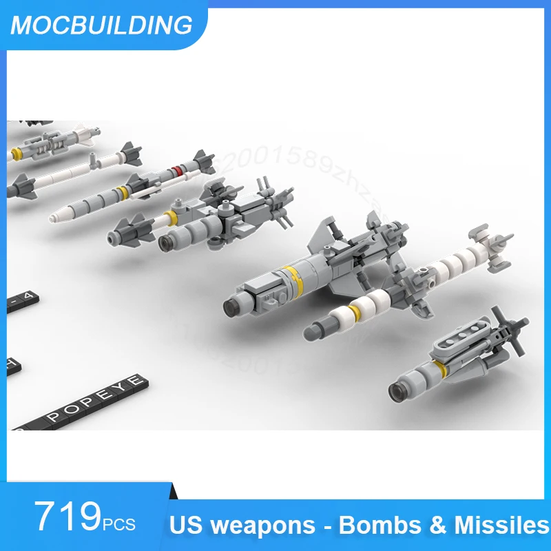 MOC Building Blocks US Weapons - Bombs and Missiles Model DIY Assemble Bricks Creative Military Collection Toys Gifts 719PCS