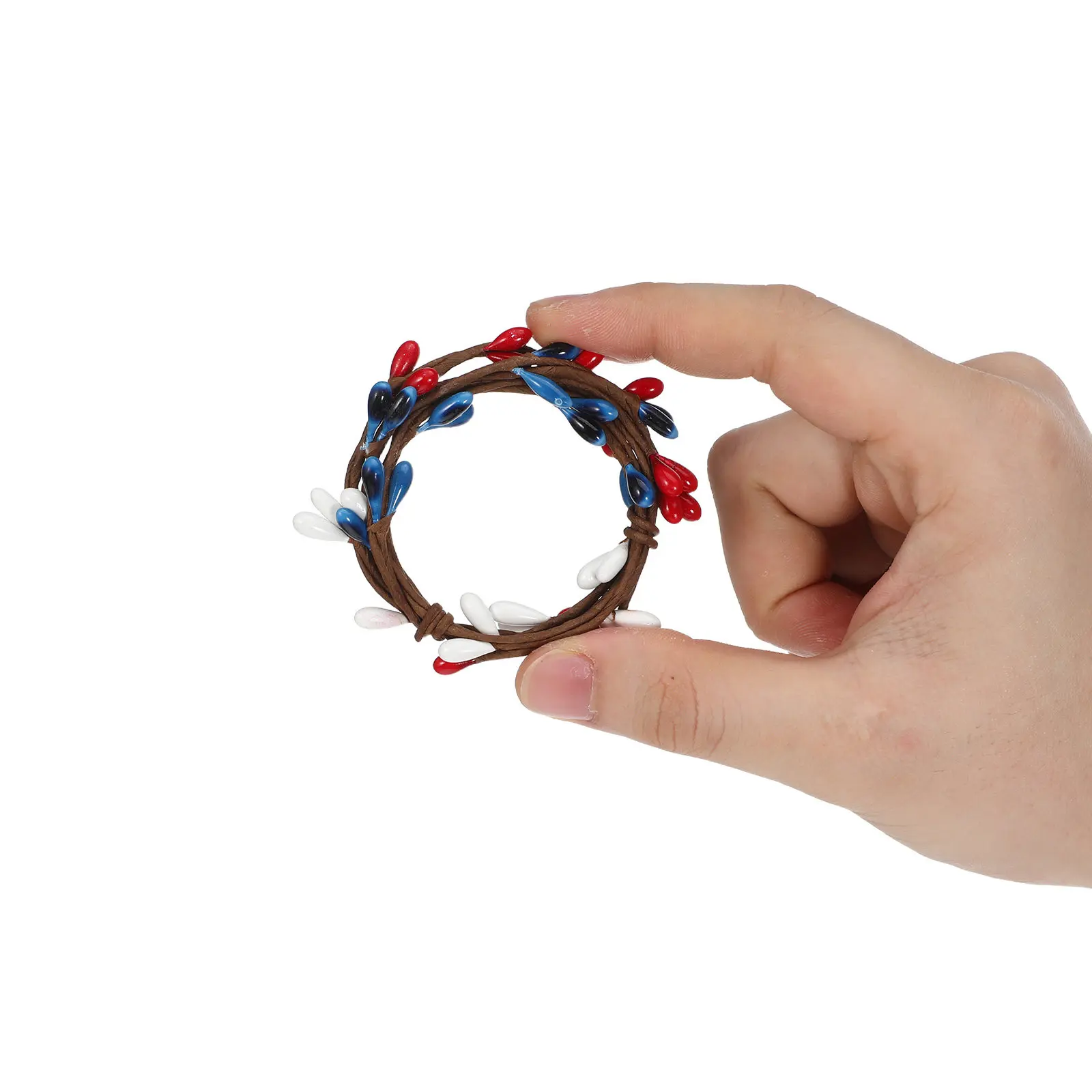 

10Pcs Independence Day Napkin Rings Patriotic Pip Berry Rattan Design Mini Berry Napkin Ring for 4Th of July Party Table