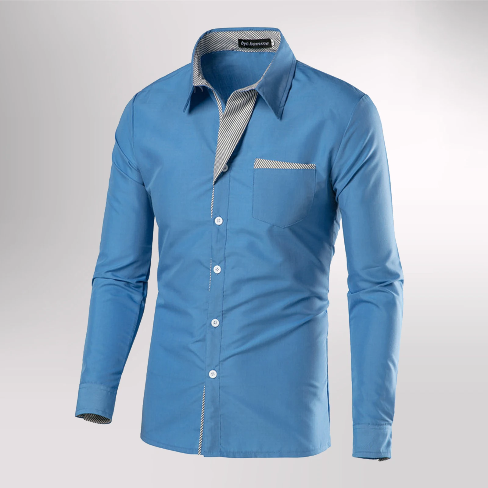 Chemise Coupe Cintrée à Manches sulfpour Homme, Bloc de Documents, Couleur Unie, pour Mariage, Travail, Réunion, Bureau, Formel