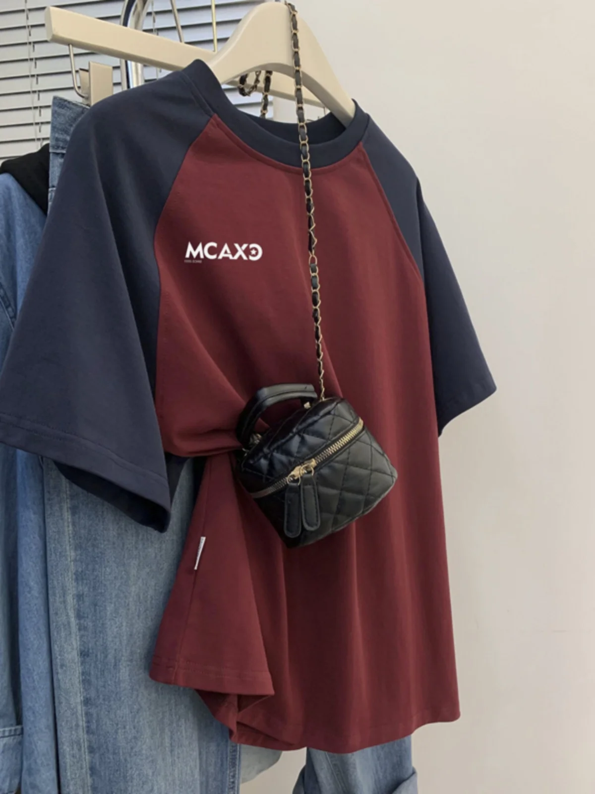 

plus Size Women's T-irt Summer Casual Comfortable Splice oulder ort Sve round Ne Korean Sle Loose Fit Top