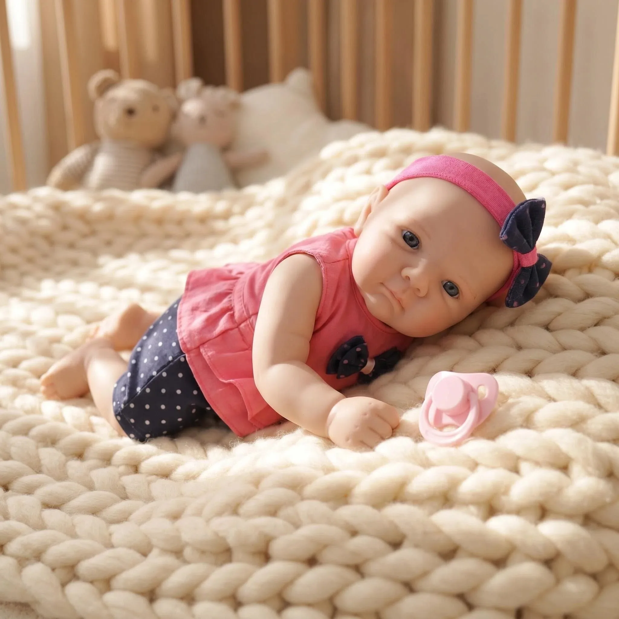 NPK Awake Bettie 12 Inch Baby Doll Super Soft Squishy Elastic Platinum Silicone Simulation Toy for  Decoration