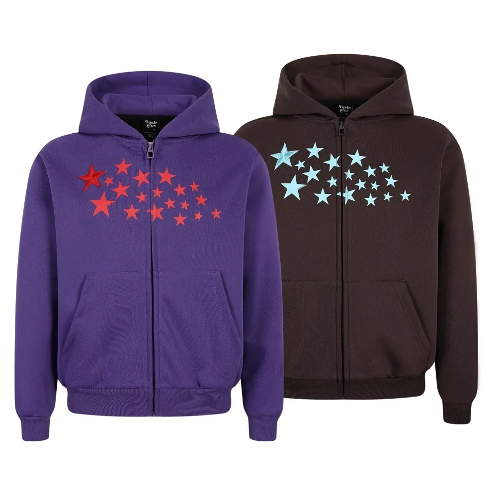 

Stars Print Hooded Women's Sweatshirt Front Pocket Women's Hoodie Female 2026 Spring Streetwear Long Sleeve Tops Men Sweatshirts