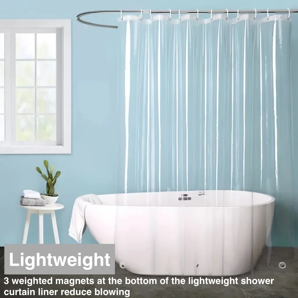 1pc Waterproof Shower Curtain Liner with Magnets - Transparent Bathroom Accessory for a Clean and Fresh Look