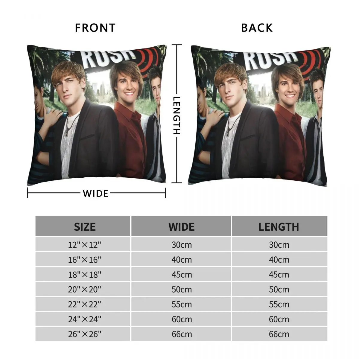 Big Time Rush Square Pillowcase Polyester Linen Velvet Pattern Zip Decor Pillow Case Car Cushion Cover