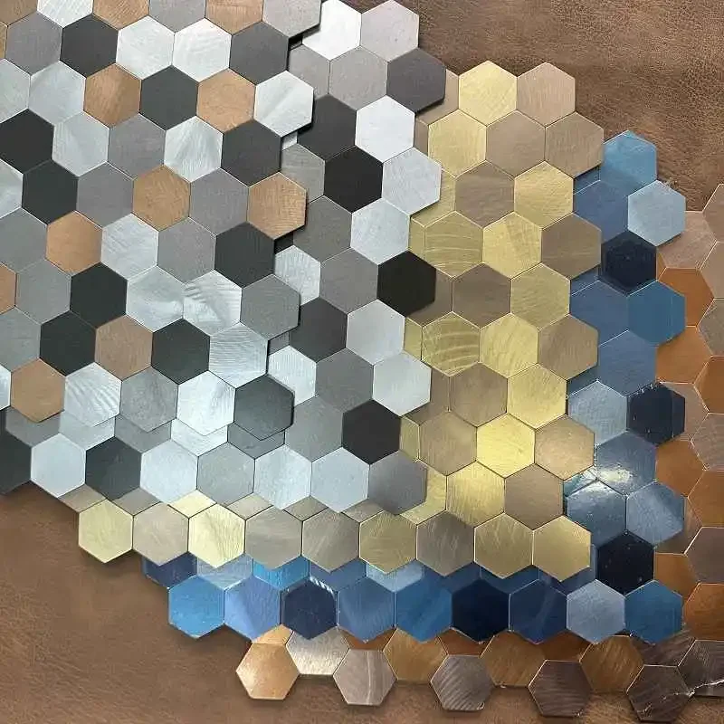 

4pcs/lot Mosaic Wall Tile Peel And Stick Self Adhesive Waterproof Aluminum composite hexagon Kitchen Bath Tile Backsplash 97