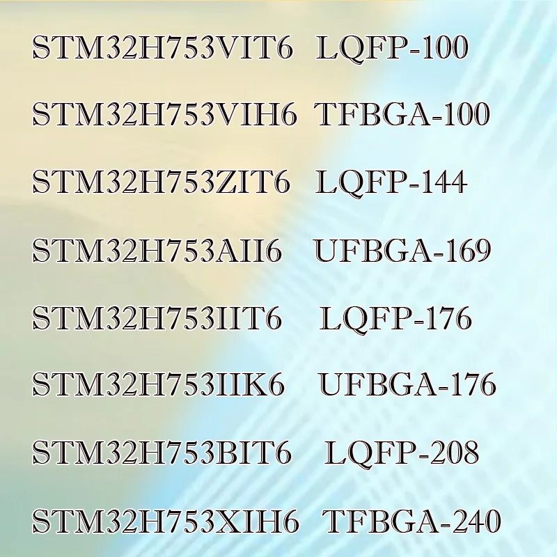

STM32H753IIT6 753ZIT6 753XIH6 753VIT6 753IIK6 BIT6 AII6 Transparent shell