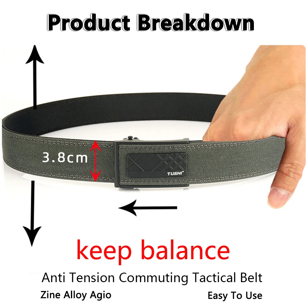 TUSHI جديد الصلب التكتيكية EDC حزام للرجال أخفى حمل حزام عسكري الرجال حزام خصر سميكة النايلون الصيد IPSC اكسسوارات الذكور #3
