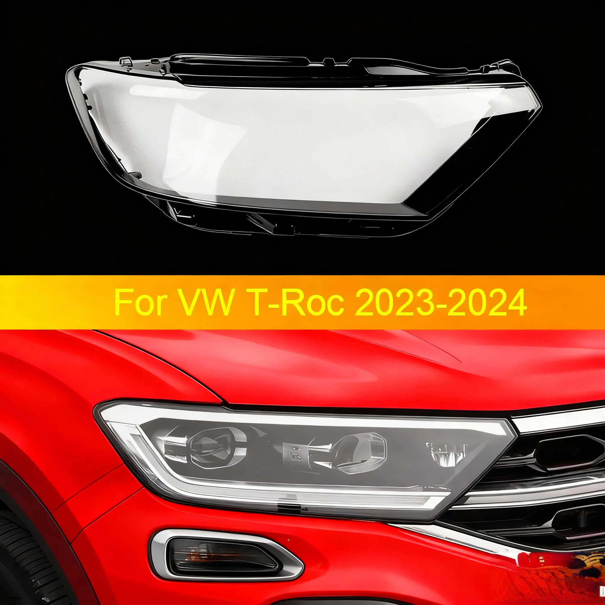 

Для Volkswagen VW T-Roc 2023 2024, крышка передней фары, прозрачный абажур, абажур, линза для фары