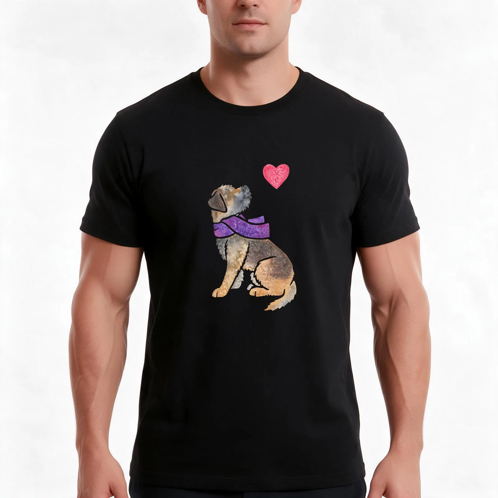 Watercolour Border Terrier T-Shirt, Summer Casual Cotton Tee, Oversized Streetwear Tops, Vintage Graphic Print, Unisex Men Women