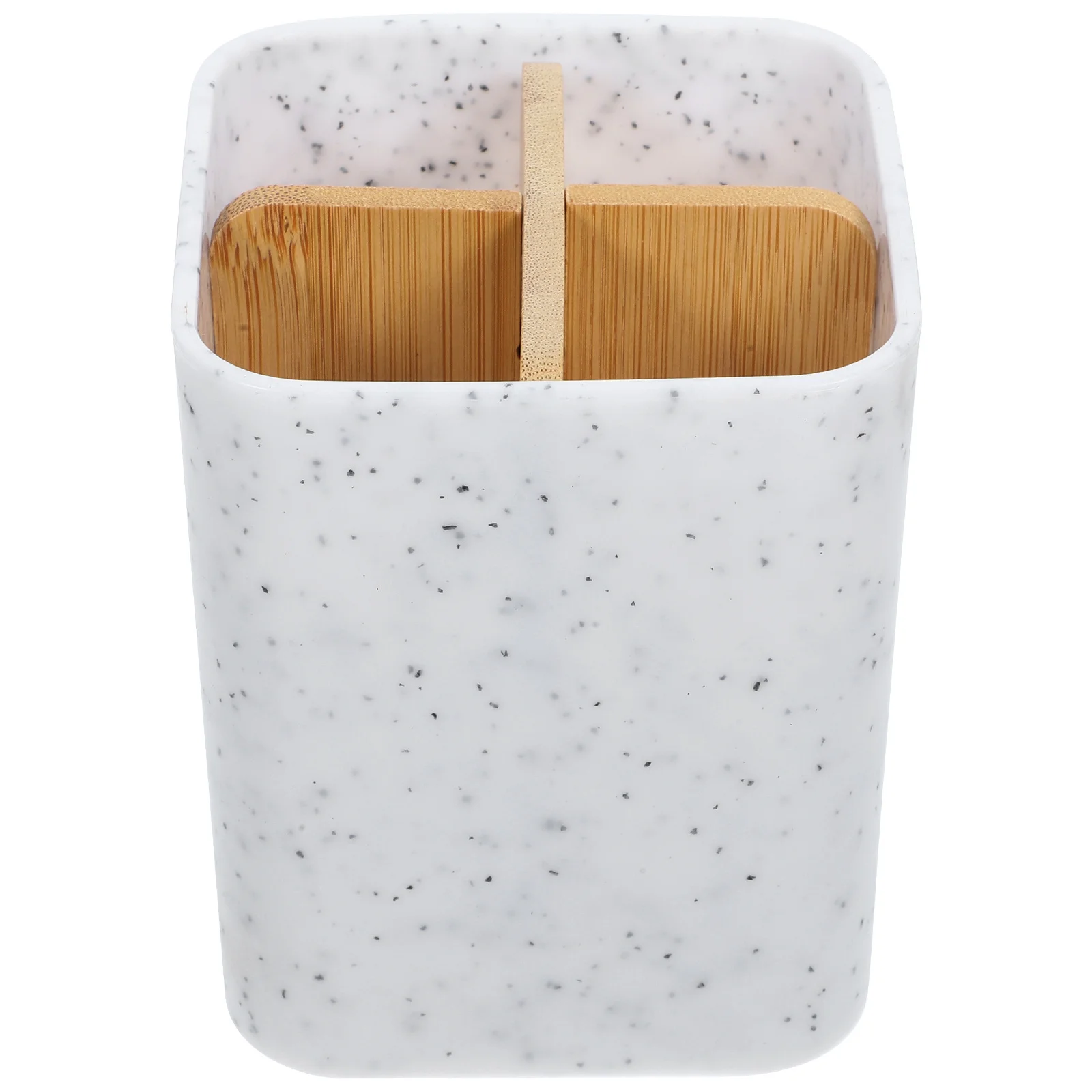 

Toothbrush Holder Marble Pattern Four Grid Bathroom Organizer PP Bamboo Stylish Home Decor Storage Solution
