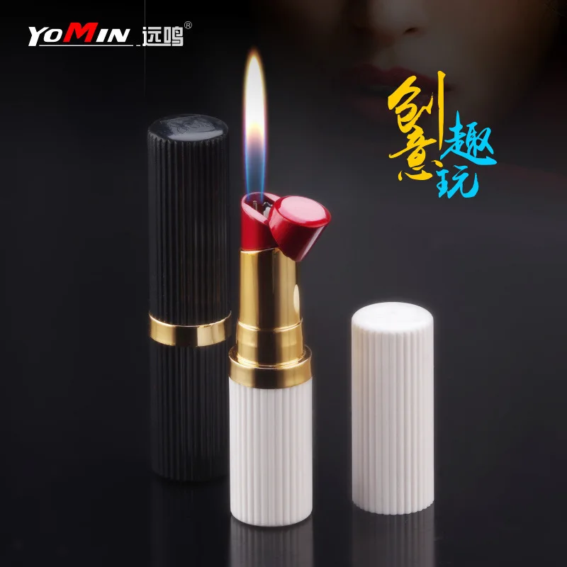 Novelty Vertical Stripe Lipstick Shaped Lighter for Women, Flame Lighter, Fun Disguised Lipstick Lighter for Party & Daily Use