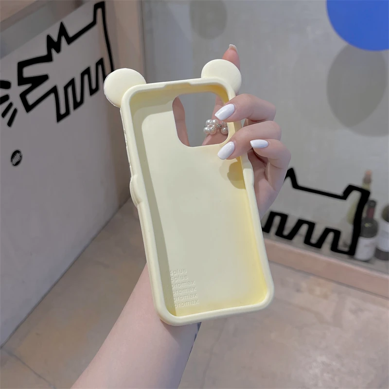 جديد Rilakkuma Bear Wear Glasses جراب هاتف آيفون 16 برو ماكس 15 14 زائد 13 12 برو ماكس لطيف ثلاثية الأبعاد الكرتون لينة غطاء سيليكون