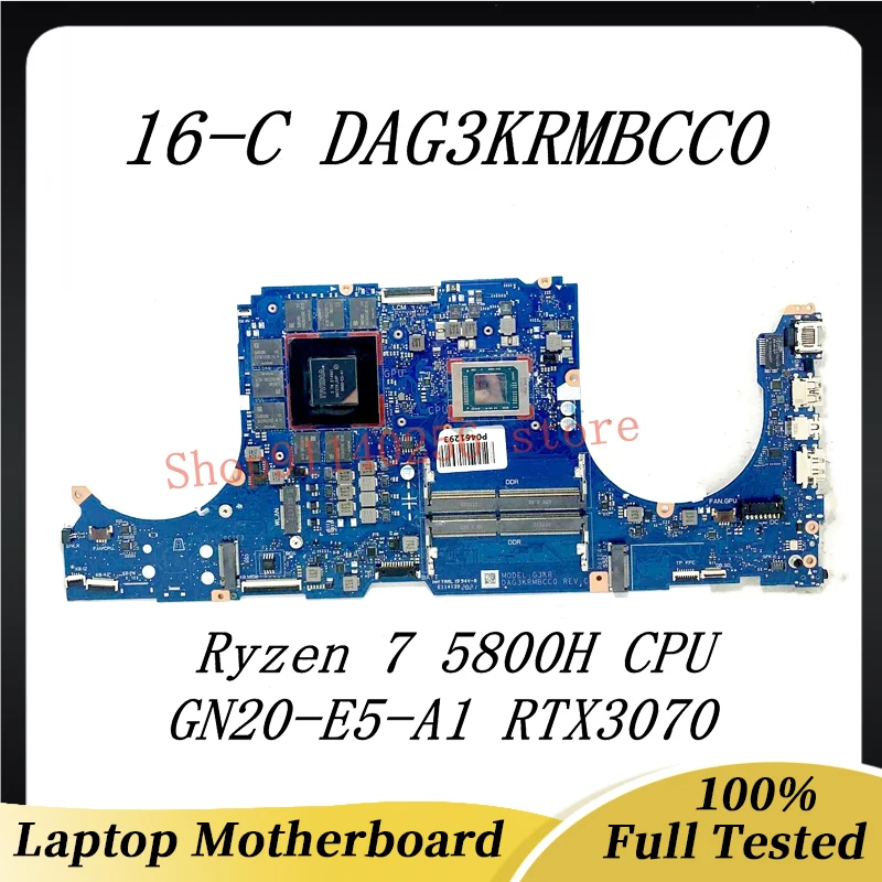 

High Quality Mainboard For HP DAG3KRMBCC0 16-C Laptop Motherboard W/ Ryzen 7 5800H CPU GN20-E5-A1 RTX3070 100% Full Working Well