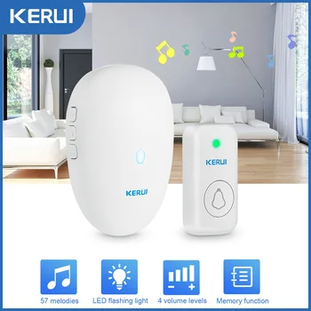 KERUI M521 Wireless Doorbell กลางแจ้ง Smart Home Security ยินดีต้อนรับ CHIME ชุด 57 เพลงประตู Bell ALARM ไฟ LED ปุ่มกันน้ํา