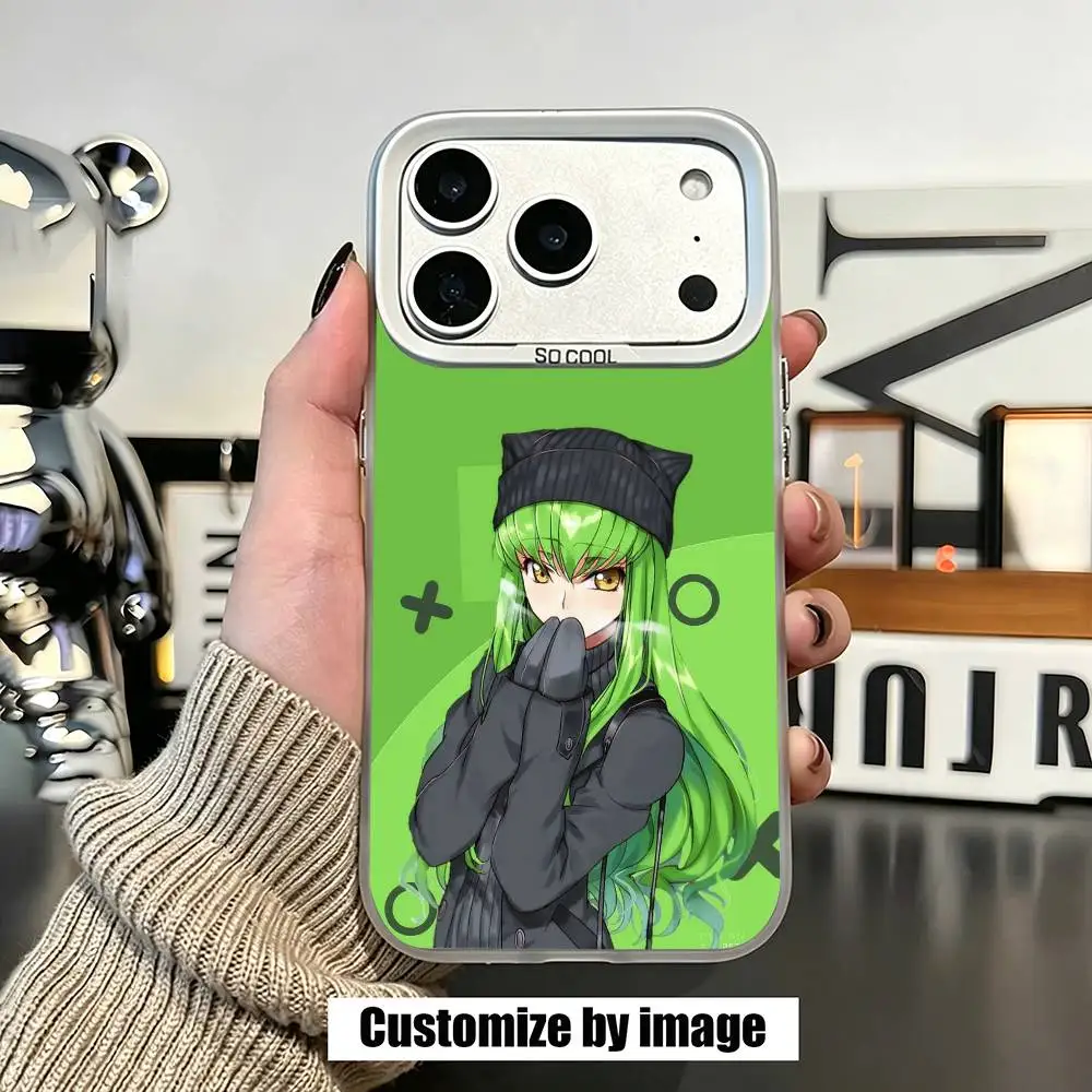 

Lamperouge Code G-Geass C.C Anime Phone Case For iPhone 17,16,15,14,13,12,11 Plus,Pro Max,XS,White Silver Plated Inside Cover