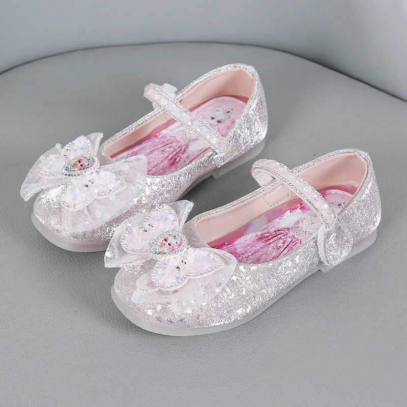 Disney Frozen Princess Elsa Cartoon Soft Sole Sandals Baby Girl Princess Crystal Shoes Children Flat Girl Shoes Size 23-34