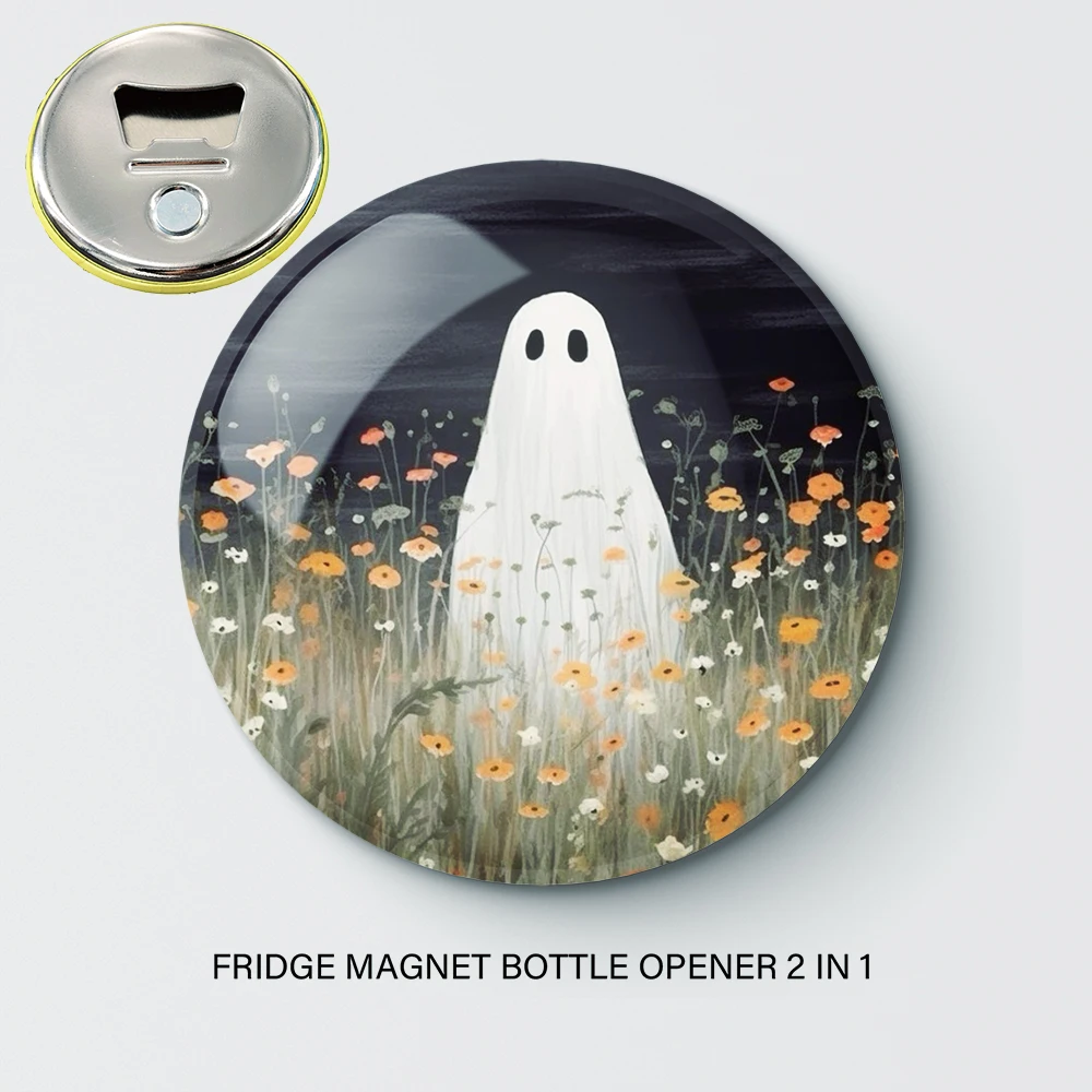 فتاحة زجاجات صفيح على شكل شبح فن الهالوين ومغناطيس الثلاجة - أداة مطبخ منزلية 2 في 1 H069-072