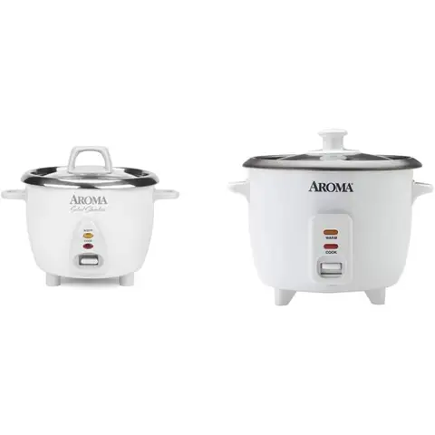 Housewares Select Stainless Steel Rice Cooker and Warmer with Uncoated Inner Pot for Large Capacity Cooking and Keeping Food Wa