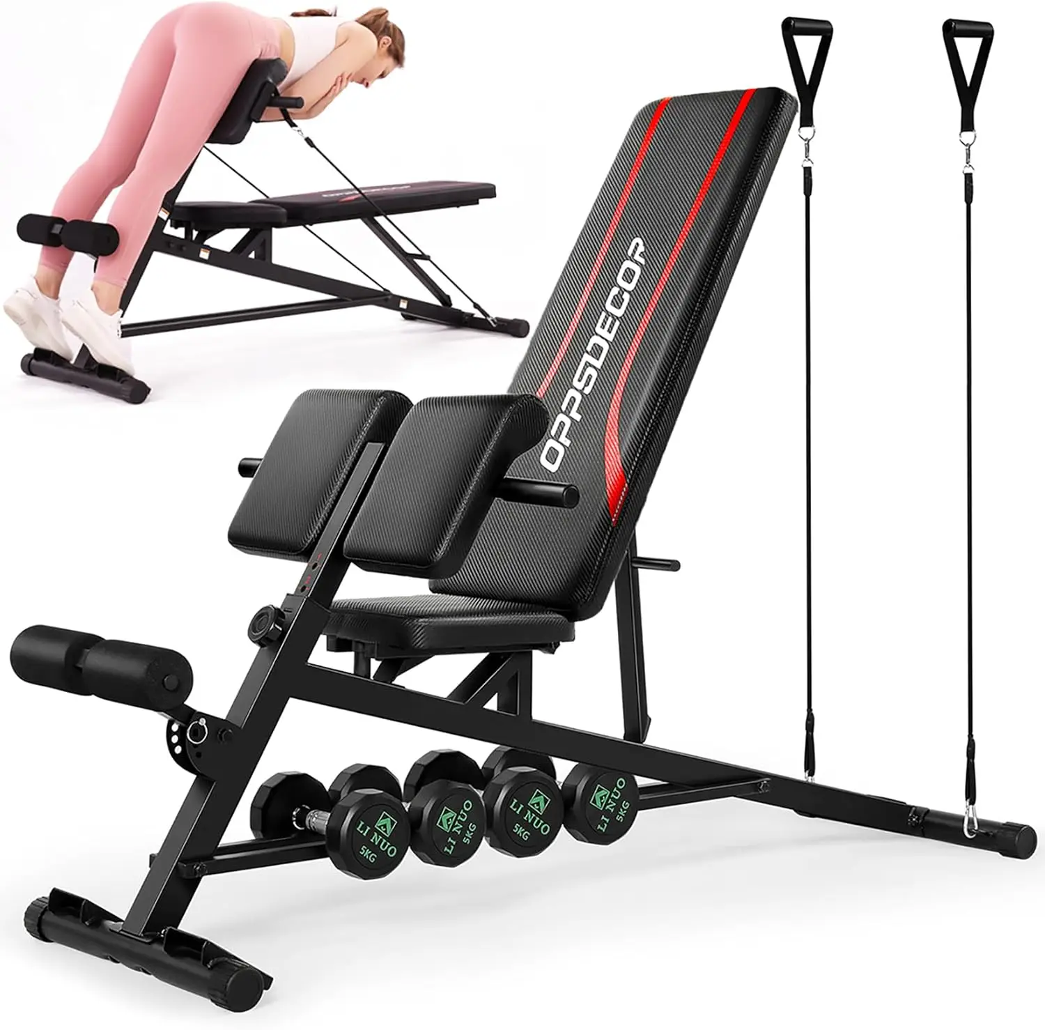 Adjustable Weight Bench with Preacher Curl 900LBS Heavy Duty Roman Chair for Hyper Back Extension 3 IN 1 Workout Bench Press for