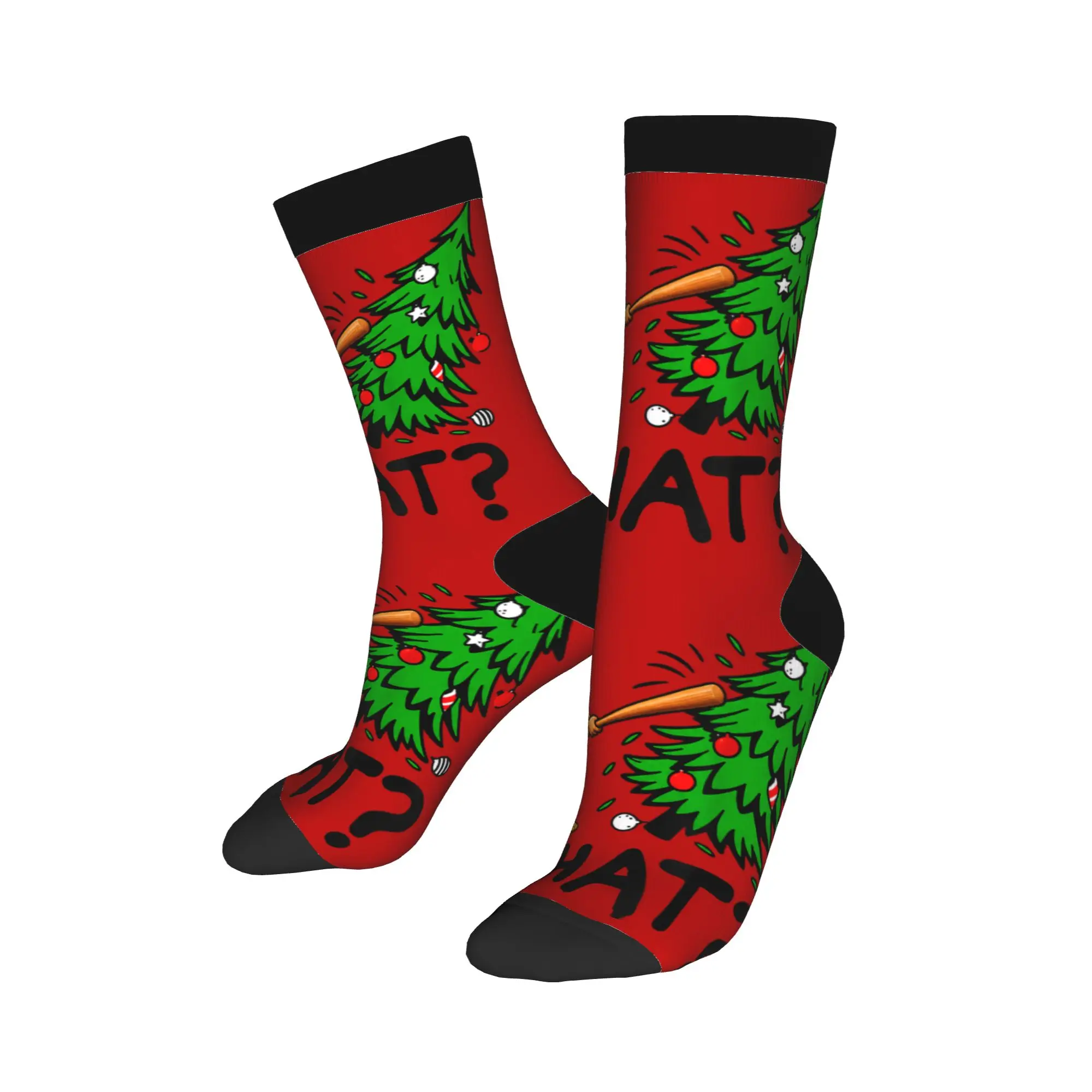 Winter Warm Crazy Design Women Men Funny Tung Tung Sahur Pushing Christmas Tree What Socks  Breathable Sports Socks