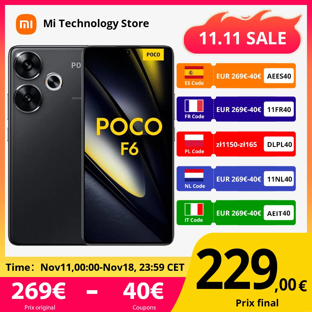 Global Version POCO F6 5G NFC Snapdragon®8s Gen 3 120Hz 90W Turbo Charging 5000mAh Battary Smartphone