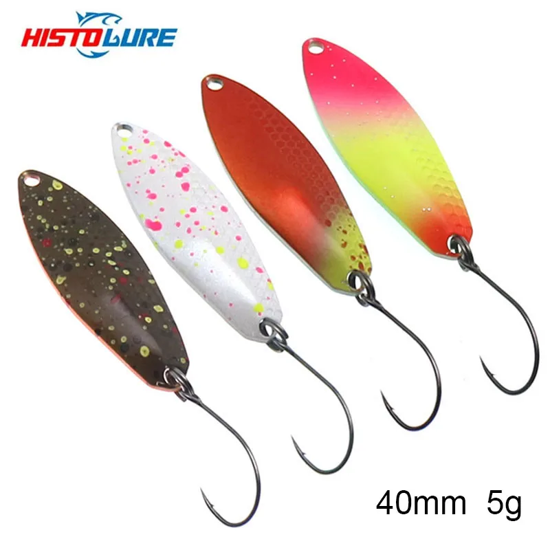 Trout Lure Spoon Bait 5g 40mm Colorful Painting Copper Metal Fishing Lures For Trout Perch Chub