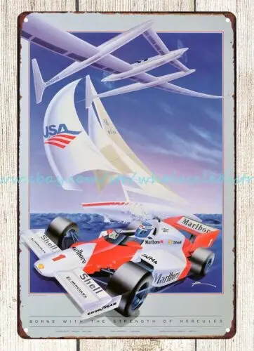 1987 AIRCRAFT YACHT car racing motor race metal tin sign metal wall