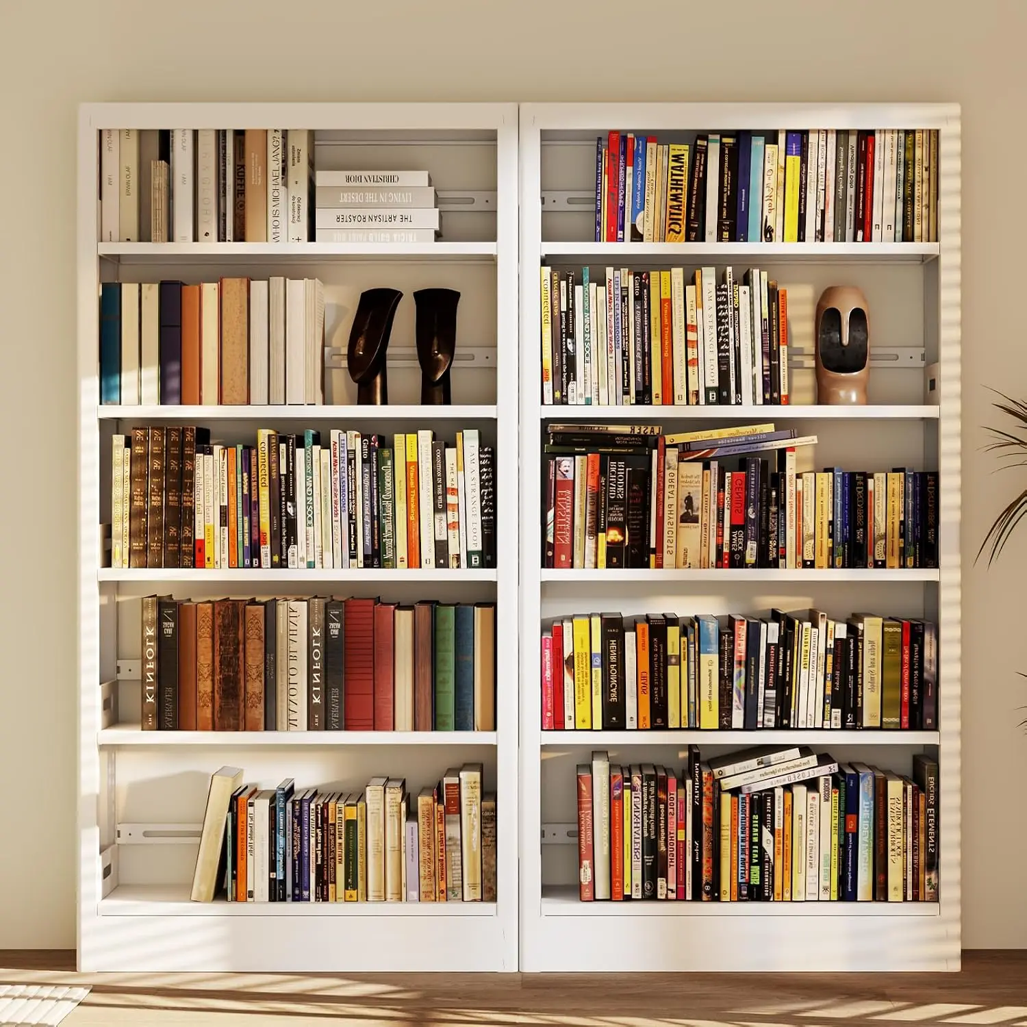 71" Metal Bookshelf 5-Tier Adjustable Shelves Heavy Duty Storage Shelf For Living Room Office White 37.4"W, Customized