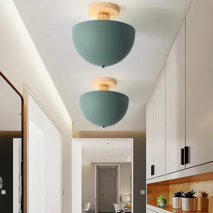 

Nordic Simple Macaron Small Ceiling Light Entrance Entrance Balcony Corridor Aisle Lamps Fashionable Personalized Wood Lighting