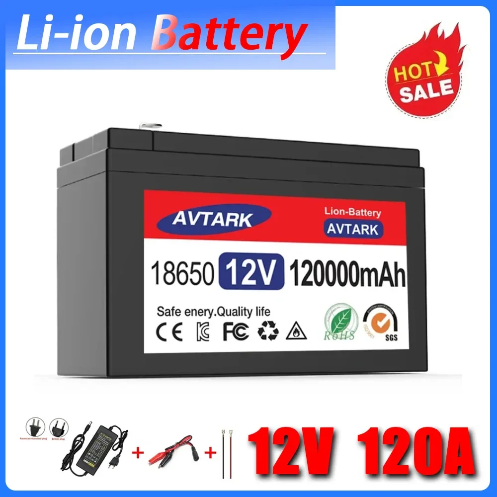 

New Lithium Iron Phosphate Batteries 12V 45Ah 50Ah 100Ah 120Ah lithium Battery Pack Built-in BMS For Solar Boat+12.6V Charger