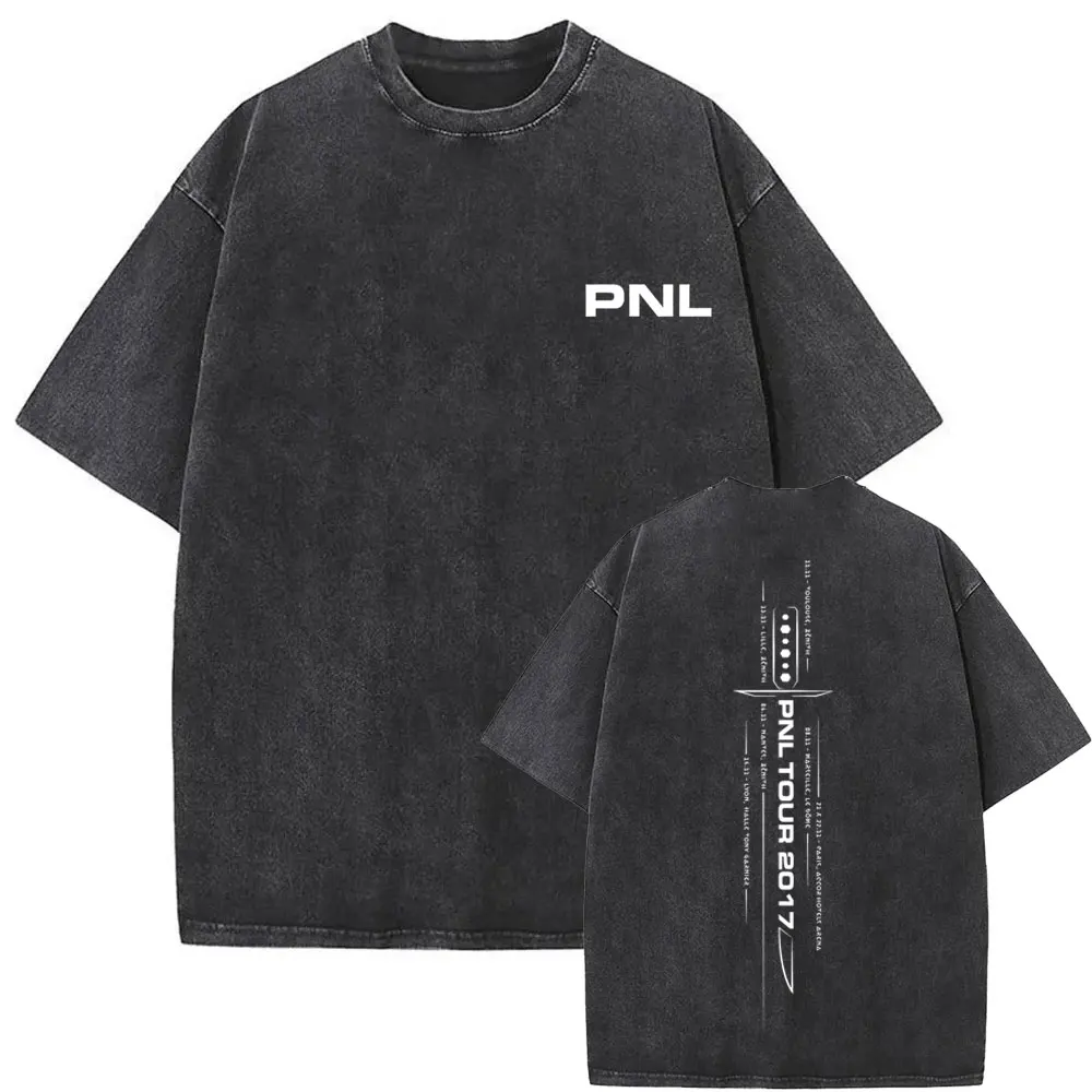 

Washed Vintage Rap Band PNL Tour 2017 T-shirts Famous Le Monde Chico Album Tshirt Men Women Hip Hop Fashion Oversized T Shirts