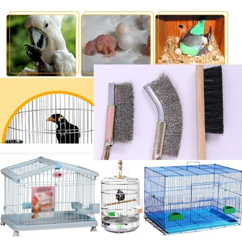 Effective Bird Cage Cleaning Kits Maintenance Clean Brushes for Squirrels Birdcages Accessories Clean Brushes 3Pieces