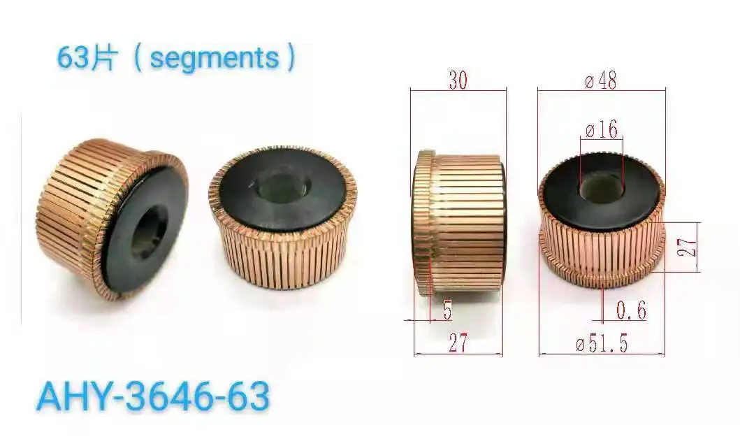 1Pc 16x48x30(27)mm 63P Packaging Machinery Motor Slot Commutator