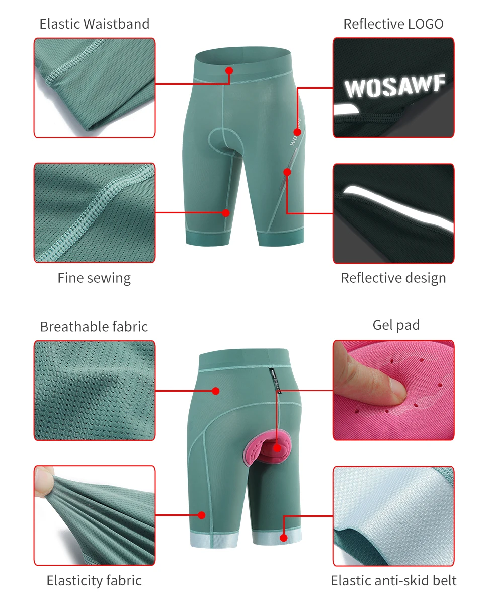 WOSAWE Women Cycling Shorts Ultra-thin Breathalbe Padded Summer Shorts Shockproof Road Bike Tights Downhill Riding Clothing