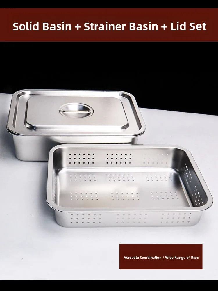

Commercial Thiened Stainl Steel Drain Pan Rectangular Flat Bot Tray for Waing Vegetables Oil Drainage Square Box