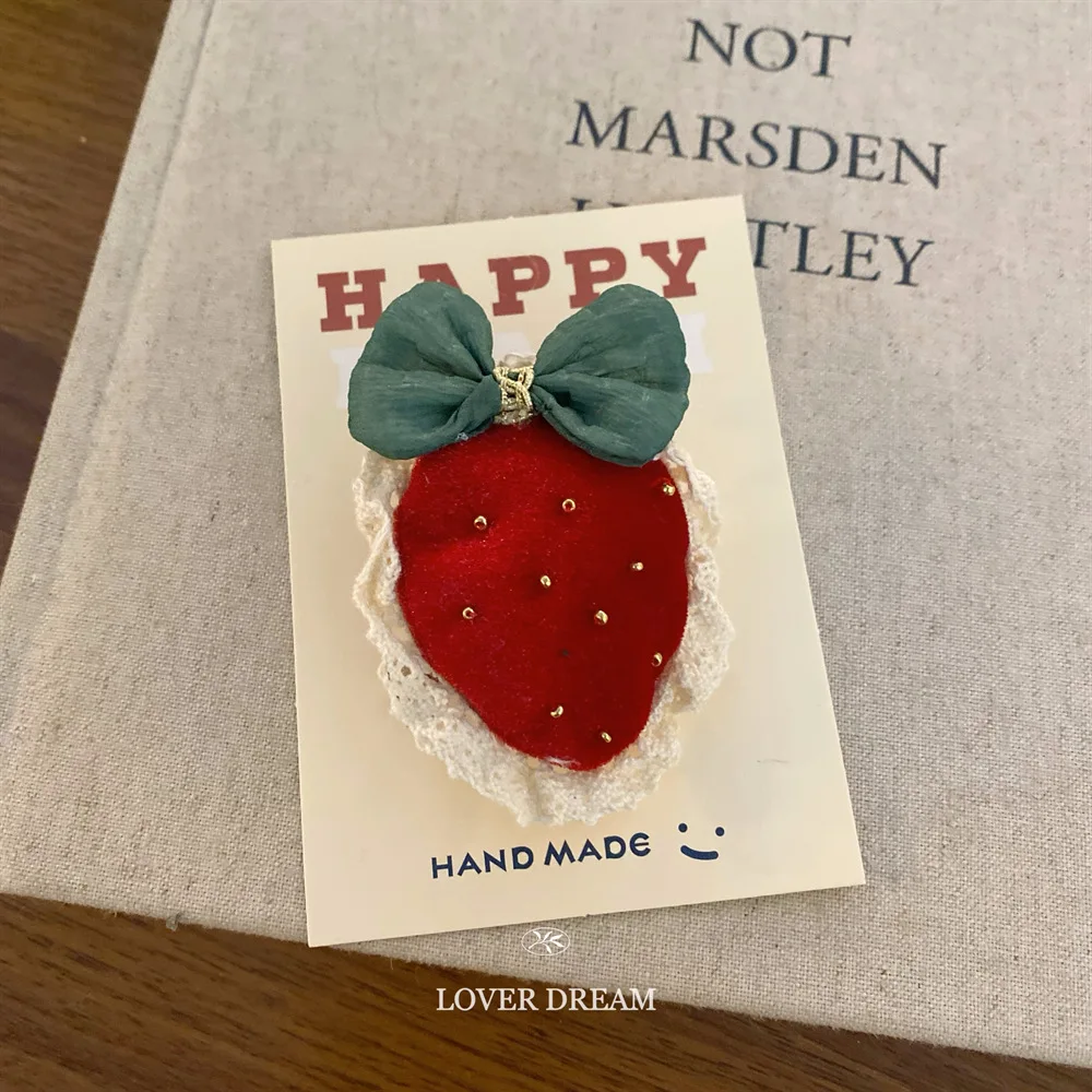 Convertible Brooch Pin for Kids Red Fruit Animal Design New Year Christmas Duckbill Hair Clip Cute Festival Acrylic Premium