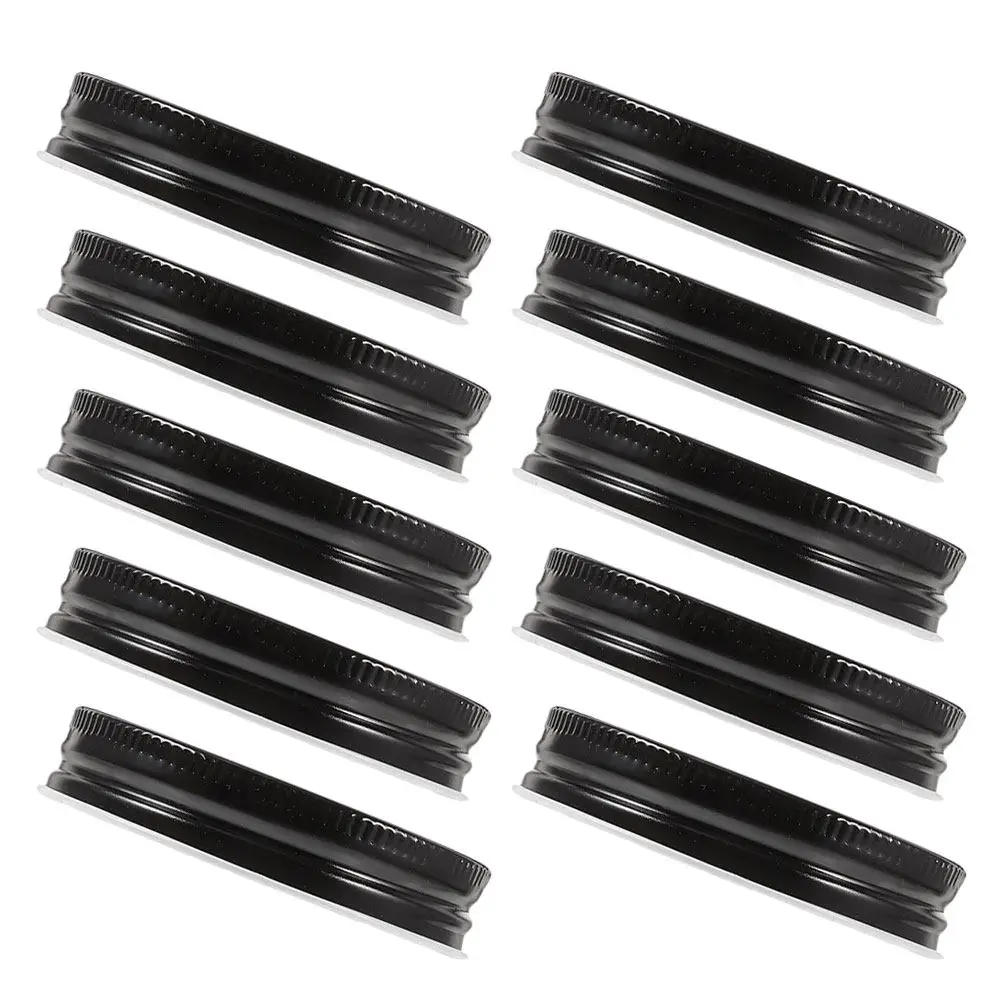 10Pcs Jar Lids Regular Mouth Black Metal Canning Lids Airtight Seal for Jam Honey Yogurt Storage Metal Canning Jar Lid