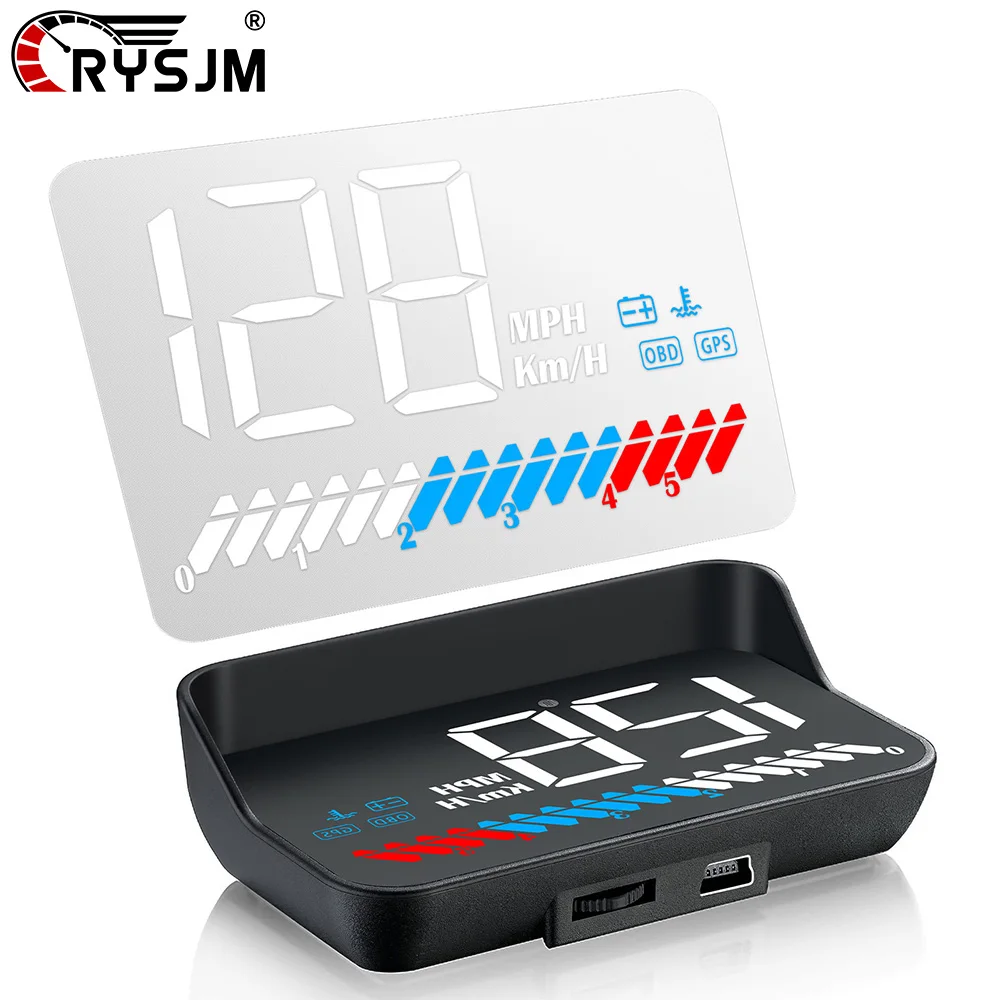 

Автомобильный HUD-дисплей M7 GPS+OBD: скорость, температура воды, напряжение, обороты, проектор на лобовое стекло с сигнализацией превышения скорости, электронные аксессуары