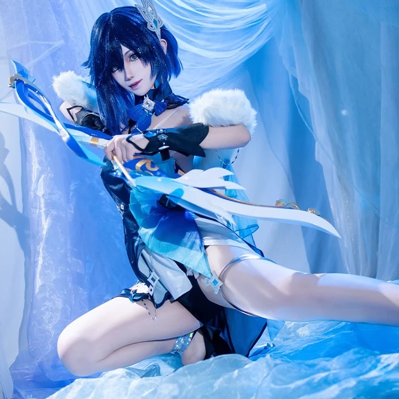 لعبة جينشين إمباكت ييلان أزياء تنكرية مأدبة هادئة يلان للهالوين فستان نسائي للحفلات لعب الأدوار بشرة جديدة