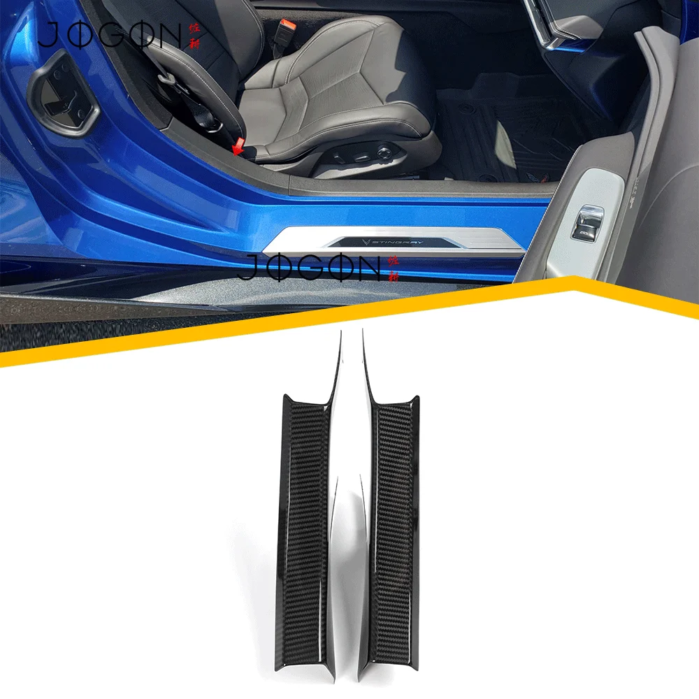 For Chevrolet Corvette C8 Stingray Coupe Convertible Z06 Z07 ZR1 ZR1X E-Ray 2020-2026 Carbon Fiber Car Interior Door Sill Trim