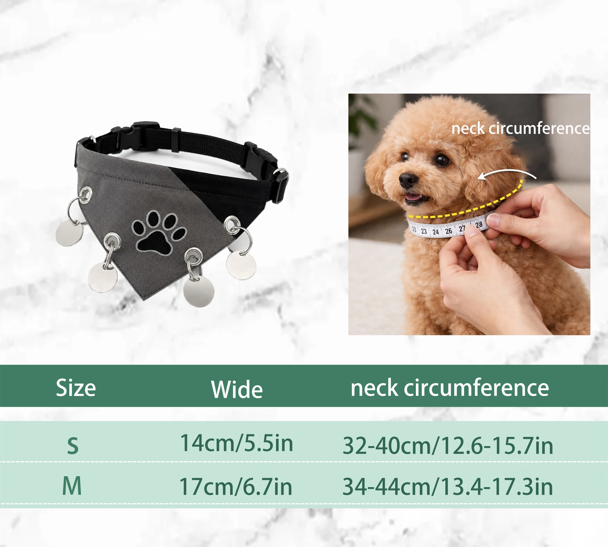 Dog Collar Outdoor Anti Lost Escape Proof Leashable Comfortable Breathable Adjustable Stain Resistant Washable Pet Scarf