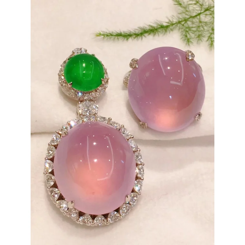 Emerald Ice-like Violet Egg Noodles Rings Pendants Women's Suit Natural a