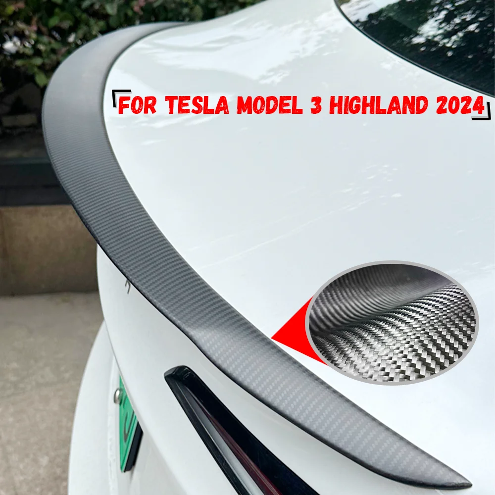 Rear Trunk Spoiler For Tesla Model 3 Highland / Performance 2024 Real Carbon Fiber Wing Spoiler Car Accessories