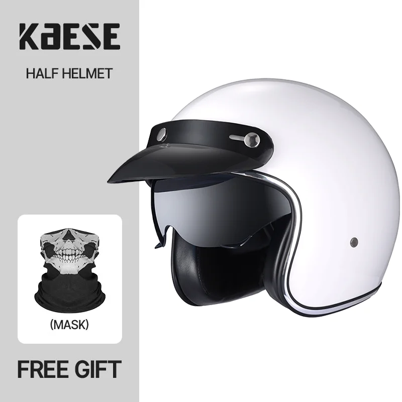 

3/4 Motorcycle Helmet with Clear Tinted Visor Durable ABS Shell Removable Liner Adjustable Chin Strap Ideal for Day Night Riding